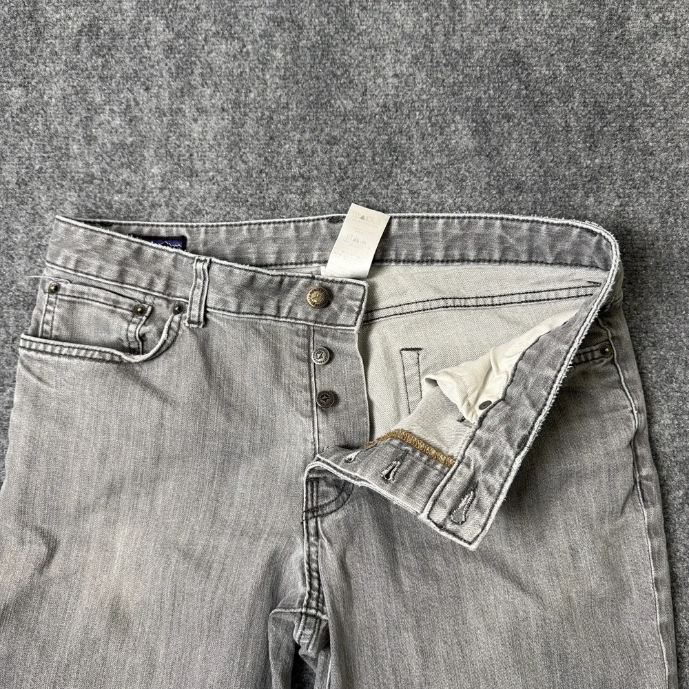 Patagonia Straight‎ Leg Jeans Mens 34x27 Button Fly Gray Organic Cotton Denim